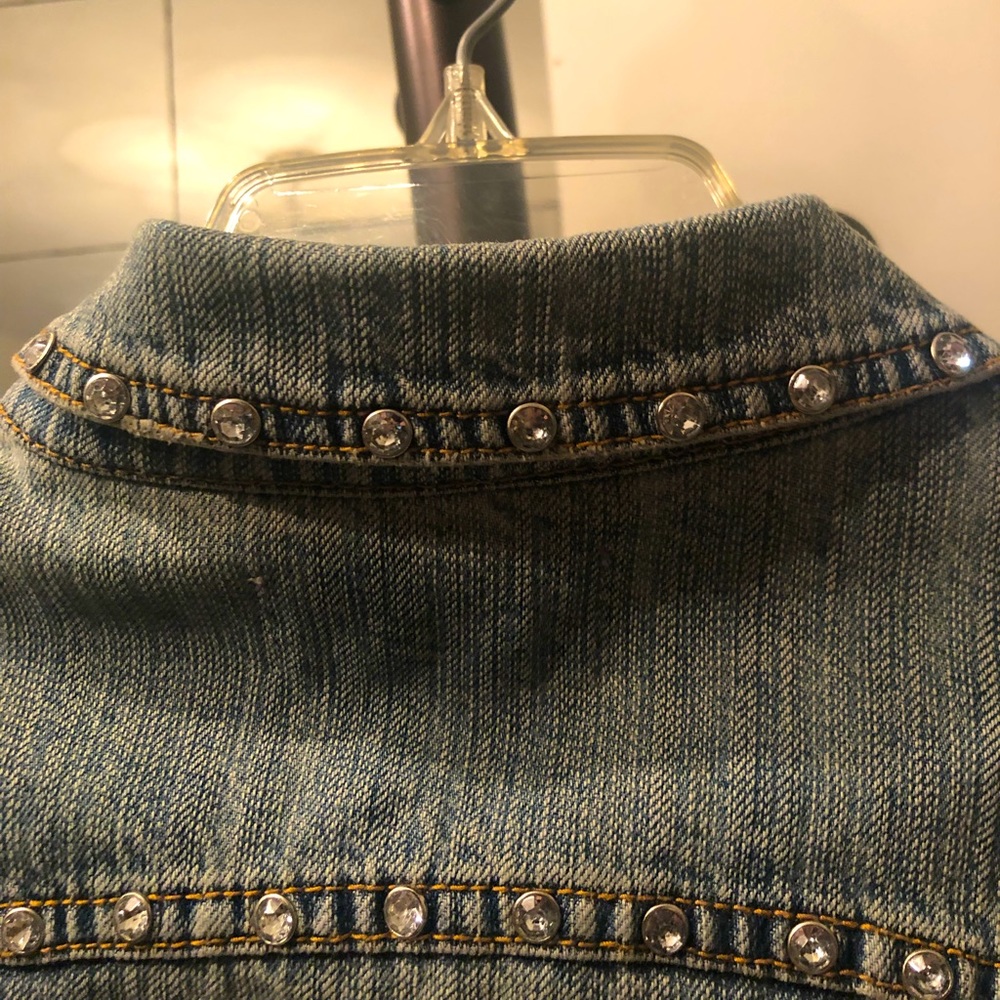 Cropped Rhinestone Jean Jacket - Picture 5 of 5